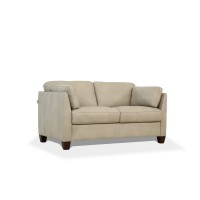 Acme Matias Leather Loveseat In Dusty White