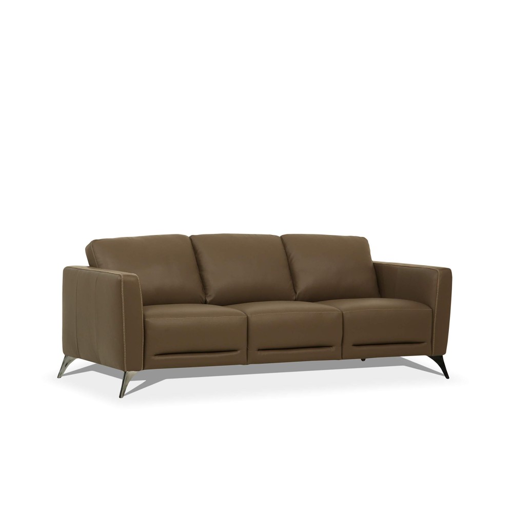 Acme Malaga Leather Sofa In Espresso Chocolate