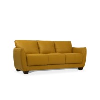 Acme Valeria Leather Sofa In Mustard