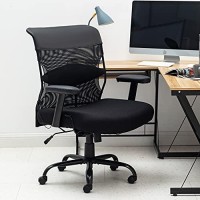 Bestmassage Big And Tall Office Chair 400Lbs Wide Seat Desk Chair Ergonomic Computer Chair Task Rolling Swivel Chair With Lumbar Support Adjustable Mesh Chair For Adults Women, Black