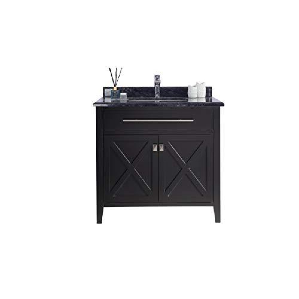 Laviva Wimbledon - 36 - Espresso Cabinet Black Wood Marble Countertop