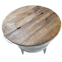 Benjara Distressed Metal Framed Cocktail Tables With Hinged Lift Top Storage, Brown And Gray