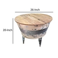 Benjara Distressed Metal Framed Cocktail Tables With Hinged Lift Top Storage, Brown And Gray
