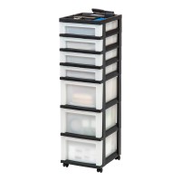 Iris Usa 7-Drawer Storage Cart With Organizer Top, Black