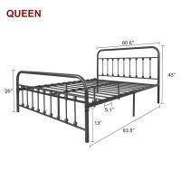 Neebirgelia Metal Bed Frame Queen Size With Headboard And Footboard Single Platform Mattress Base,Metal Tube And Iron-Art Bed(Queen,Gray Silver)