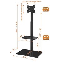 Universal Floor Tv Stand With Mount For 19 To 42 Inch Flat Screen Tv, 100 Degree Swivel,Adjustable Height And Tilt Function, 2 Shelves Ht2001B