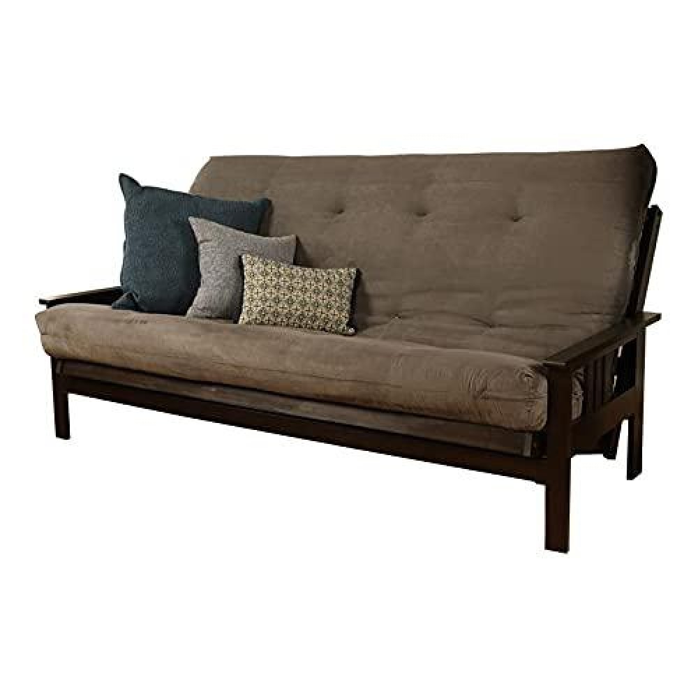 Kodiak Furniture Monterey Queen-Size Futon Espresso Finish With Suede Gray Mattress