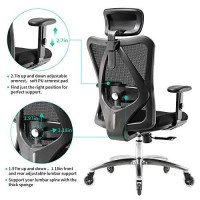 Xuer Ergonomic Office Chair, Mesh Computer Desk Chair With Adjustable Sponge Lumbar Support, Thick Cushion, Pu Armrest And Headrest, High Back Swivel Home Office Task Chair For Work (Black)A