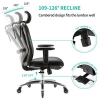 Xuer Ergonomic Office Chair, Mesh Computer Desk Chair With Adjustable Sponge Lumbar Support, Thick Cushion, Pu Armrest And Headrest, High Back Swivel Home Office Task Chair For Work (Black)A