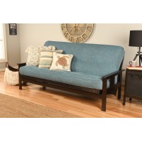 Kodiak Furniture Monterey Futon Set No Drawers With Espresso Base And Linen Aqua Mattress