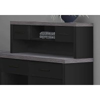 Monarch Specialties Computer Desk L-Shaped - Left Or Right Set- Up - Corner Desk With Hutch 60L (Black - Grey Top)
