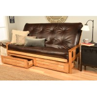 Kodiak Furniture Monterey Queen-Size Futon Storage Drawers Butternut Finish With Oregon Trail Java Mattress