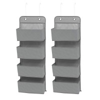 Delta Children 4 Pocket Over The Door Hanging Organizer Easy Storage/Organization Solution - Versatile And Accessible In Any Room In The House, Dove Grey, (Pack Of 2)