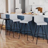 Awonde Swivel Bar Stools Set Of 4 Modern Bar Height Barstools With Backs Kitchen Bar Chairs 30 Gray Plastic Seat Metal Legs