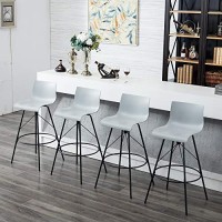 Awonde Swivel Bar Stools Set Of 4 Modern Bar Height Barstools With Backs Kitchen Bar Chairs 30 Gray Plastic Seat Metal Legs
