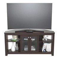 Inval Corner Tv Stand With Glass Doors, Espresso