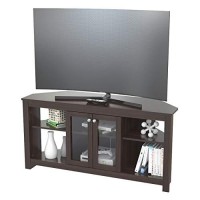 Inval Corner Tv Stand With Glass Doors, Espresso