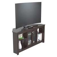 Inval Corner Tv Stand With Glass Doors, Espresso