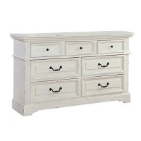 American Woodcrafters Stonebrook 7-Drawer Antiqued White Dresser