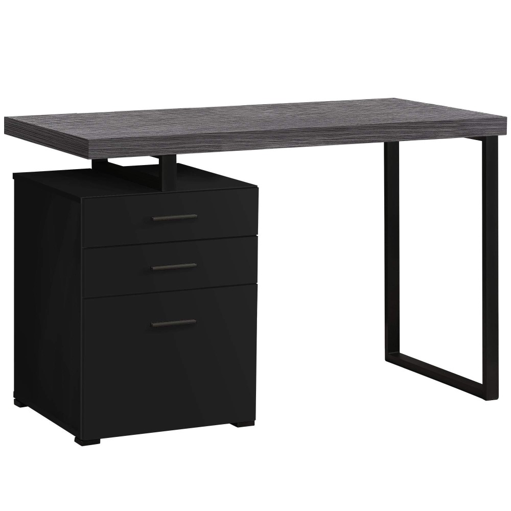 Monarch Specialties Computer Desk With File Cabinet - Lef Or Right Set- Up - 48L (Black - Grey Top)