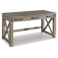 Signature Design By Ashley Aldwin Rustic Farmhouse 60 Home Office Lift Top Desk With Charging Ports, Distressed Gray