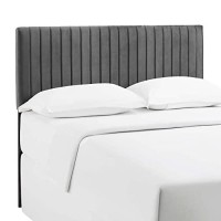 Modway Keira Channel Tufted Performance Velvet Upholstered King Headboard In Gray