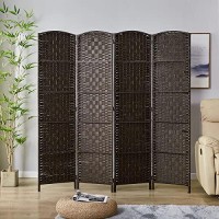 6 Fttall Room Divider, Room Dividers And Folding Privacy Screens, 157 Privacy Screen 4 Panels Room Divider Wall Partition Freestanding, Dark Coffee