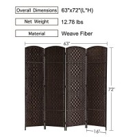 6 Fttall Room Divider, Room Dividers And Folding Privacy Screens, 157 Privacy Screen 4 Panels Room Divider Wall Partition Freestanding, Dark Coffee
