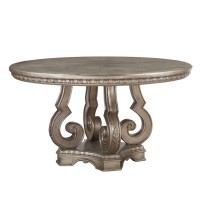 Benjara Wooden Dining Table With Polyresin Carvings, Gold