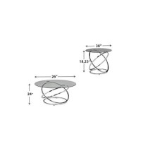 Benjara, Clear And Silver Benzara Contemporary Glass Top Table Set With Metal Rings Base