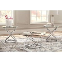 Benjara, Clear And Silver Benzara Contemporary Glass Top Table Set With Metal Rings Base