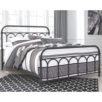 Signature Design By Ashley Nashburg Farmhouse Industrial Queen Metal Bed With Powdercoated Finish, Matte Black