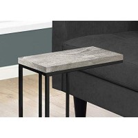 Monarch Specialties Grey Reclaimed Wood-Look/Black Metal Accent, End, Snack Table, Gray
