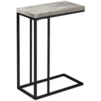 Monarch Specialties Grey Reclaimed Wood-Look/Black Metal Accent, End, Snack Table, Gray