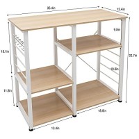 Sogesfurniture Kitchen Bakers Rack, Utility Microwave Oven Stand 3-Tier Stand For Kitchen Storage Workstation Shelf, White Maple