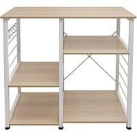 Sogesfurniture Kitchen Bakers Rack, Utility Microwave Oven Stand 3-Tier Stand For Kitchen Storage Workstation Shelf, White Maple