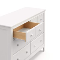 Graco Benton 6 Drawer Double Dresser (White) - Easy New Assembly Process, Universal Design, Durable Steel Hardware And Euro-Glide Drawers With Safety Stops, Coordinates With Any Nursery