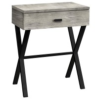 Monarch Specialties Table-24 Hgrey Reclaimed Woodblack Metal Accent End Table Night Stand Gray