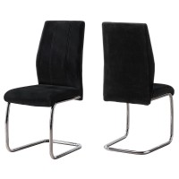 Monarch Specialties Chair-2Pcs 39 Hblack Velvetchrome Dining Chair