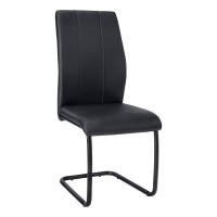 Monarch Specialties Chair-2Pcs 39 Hblack Leather-Lookmetal Dining Chair