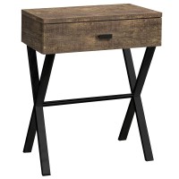 Monarch Specialties Table-24 Hbrown Reclaimed Woodblack Metal Accent End Table Night Stand