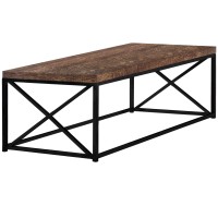 Monarch Specialties Modern Coffee Table For Living Room Center Table With Metal Frame 44 Inch L Brown Reclaimed Wood-Look Black