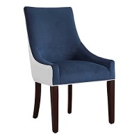 Comfort Pointe Jolie Upholstered Navy Blue And White Fabric Dining Chair