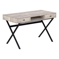 Monarch Specialties Laptop Table With Drawers And Open Shelf Computer Writing Desk Metal Sturdy Legs 48 L Taupe Reclaimed Wood Look
