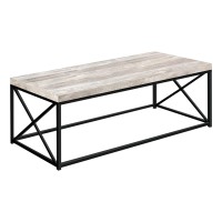 Monarch Specialties Modern Coffee Table For Living Room Center Table With Metal Frame 44 Inch L Taupe Reclaimed Wood-Look Black