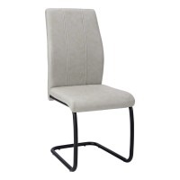 Monarch Specialties I Chair-2Pcs 39 H Fabricblack Metal Dining Chair Grey