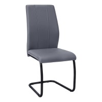 Monarch Specialties Chair-2Pcs 39 Hgrey Leather-Lookmetal Dining Chair