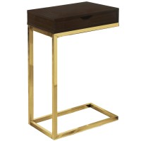 Monarch Specialties Cappuccino/Gold Metal With A Drawer Accent, End, Snack Table, Brown