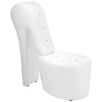 Best Master Furniture High Heel Faux Leather Shoe Chair With Crystal Studs, White