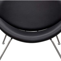 Benjara Modern Leatherette Upholstered Accent Chair With Angled Metal Legs, Set Of Two, Black And Silver